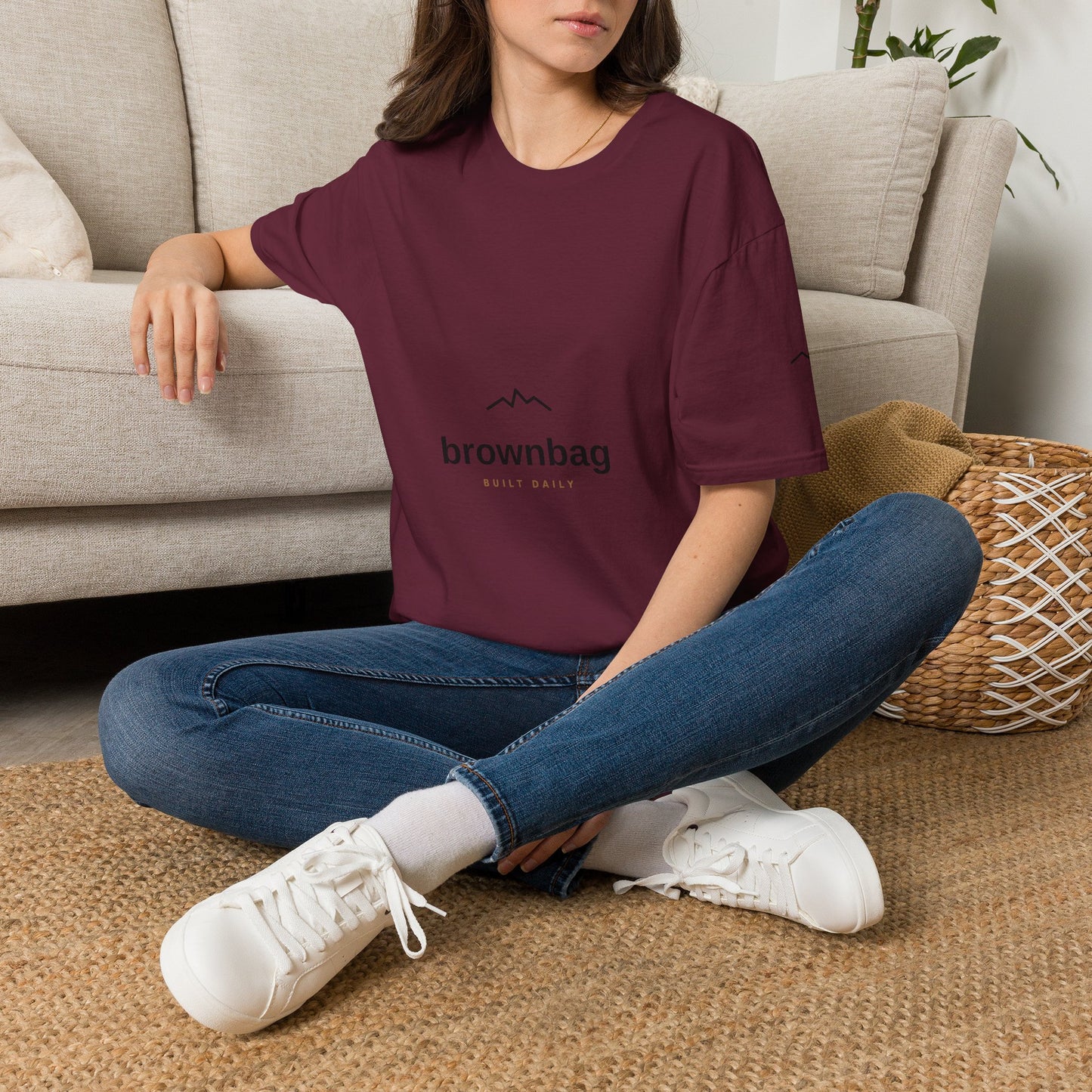 Minimal Mountain Logo T-Shirt — 'brownbag' Chest Graphic