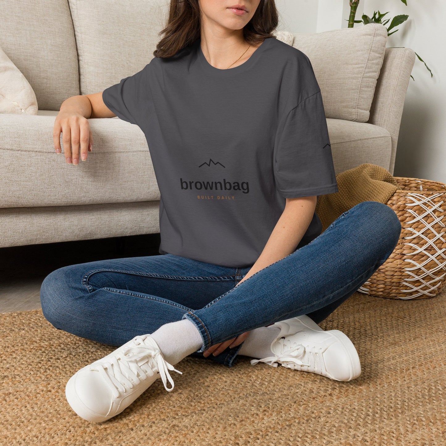 Minimal Mountain Logo T-Shirt — 'brownbag' Chest Graphic