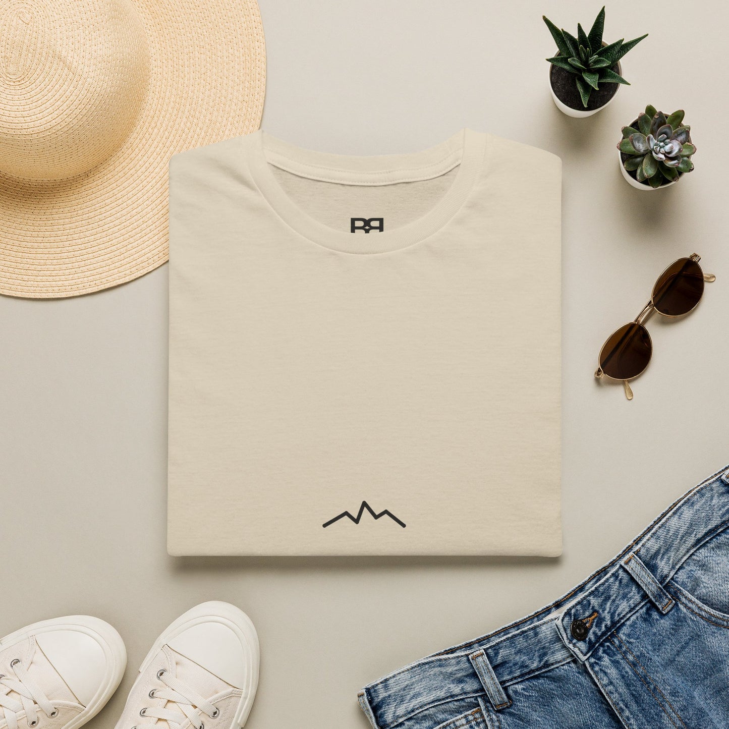 Minimal Mountain Logo T-Shirt — 'brownbag' Chest Graphic