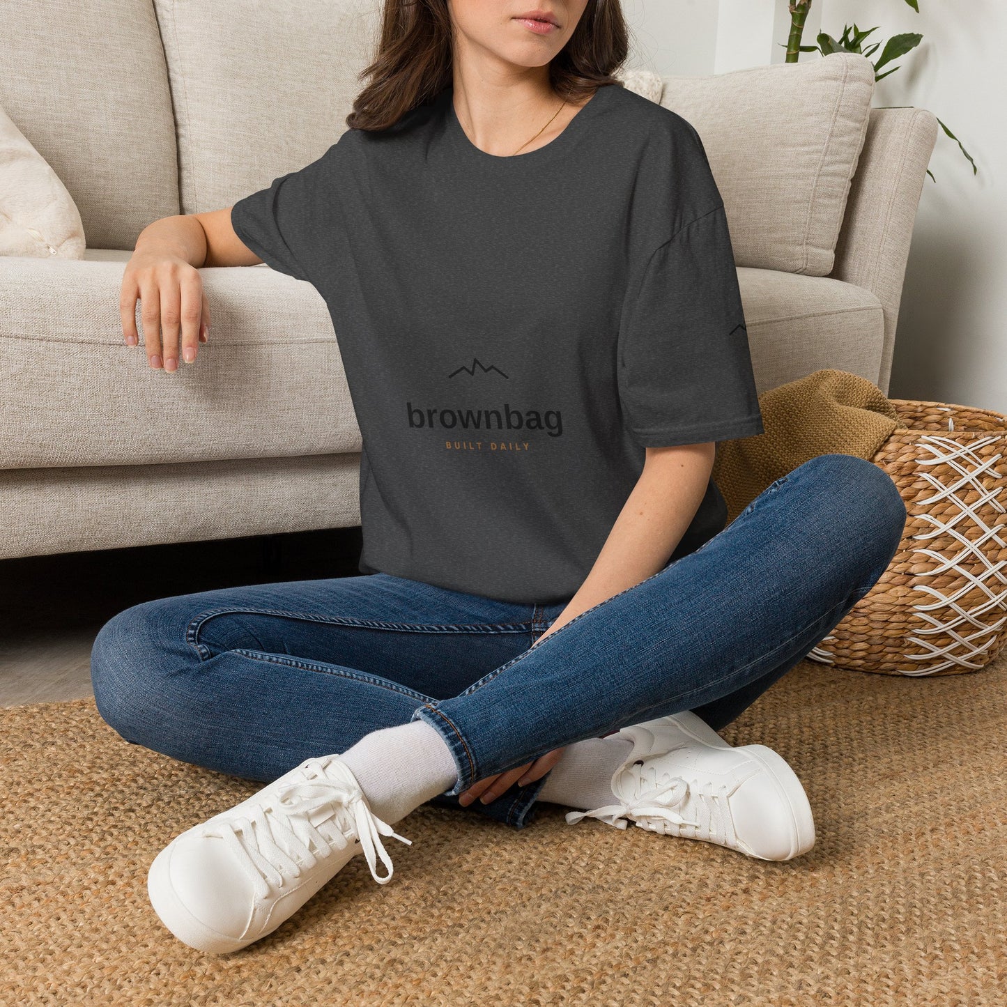 Minimal Mountain Logo T-Shirt — 'brownbag' Chest Graphic
