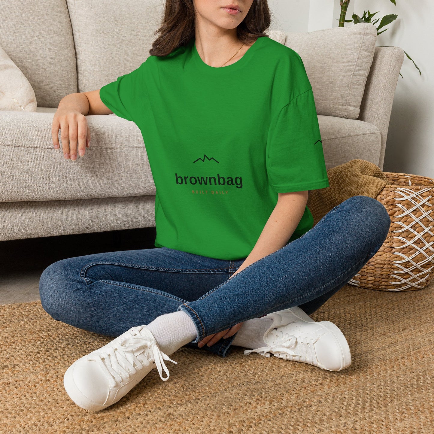 Minimal Mountain Logo T-Shirt — 'brownbag' Chest Graphic