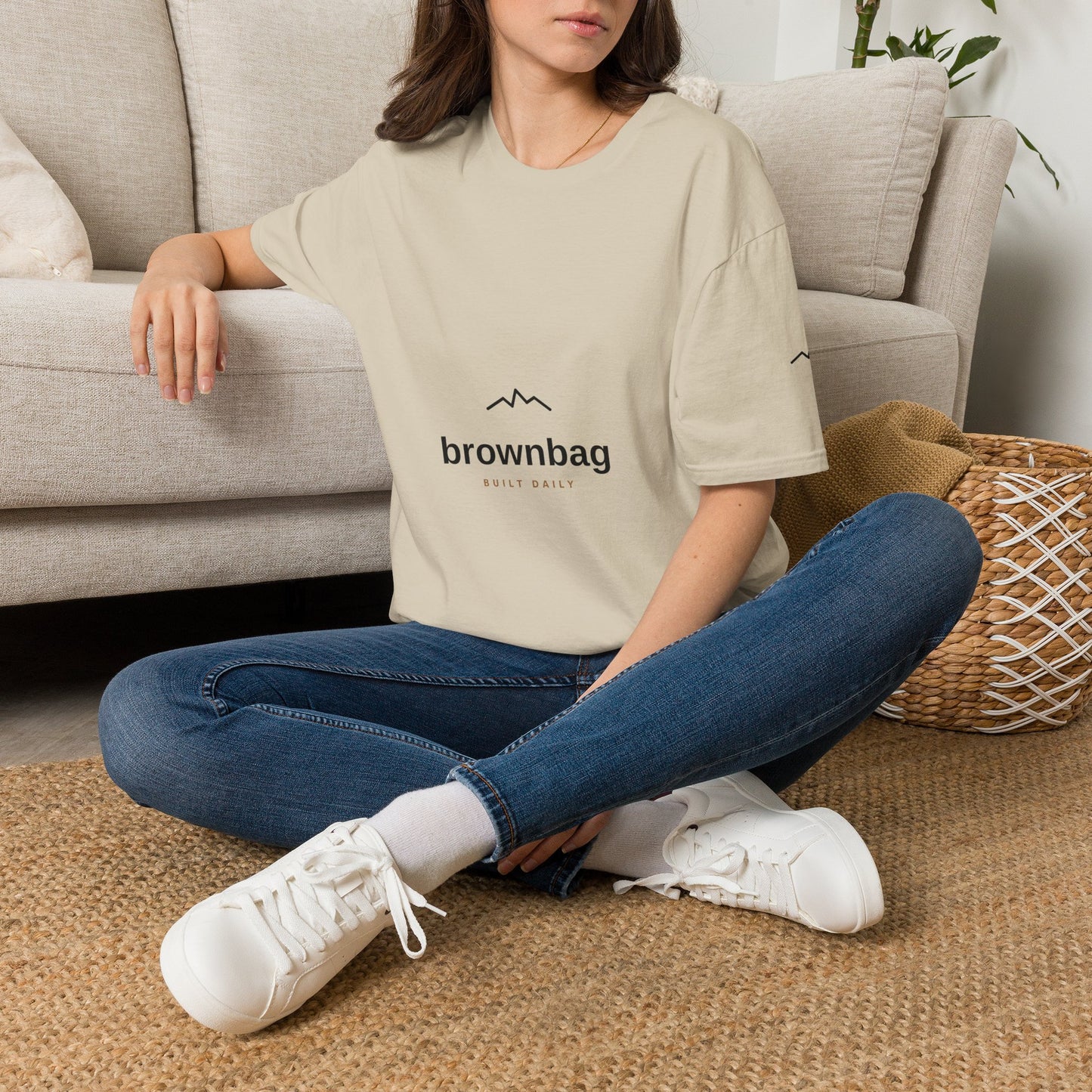 Minimal Mountain Logo T-Shirt — 'brownbag' Chest Graphic