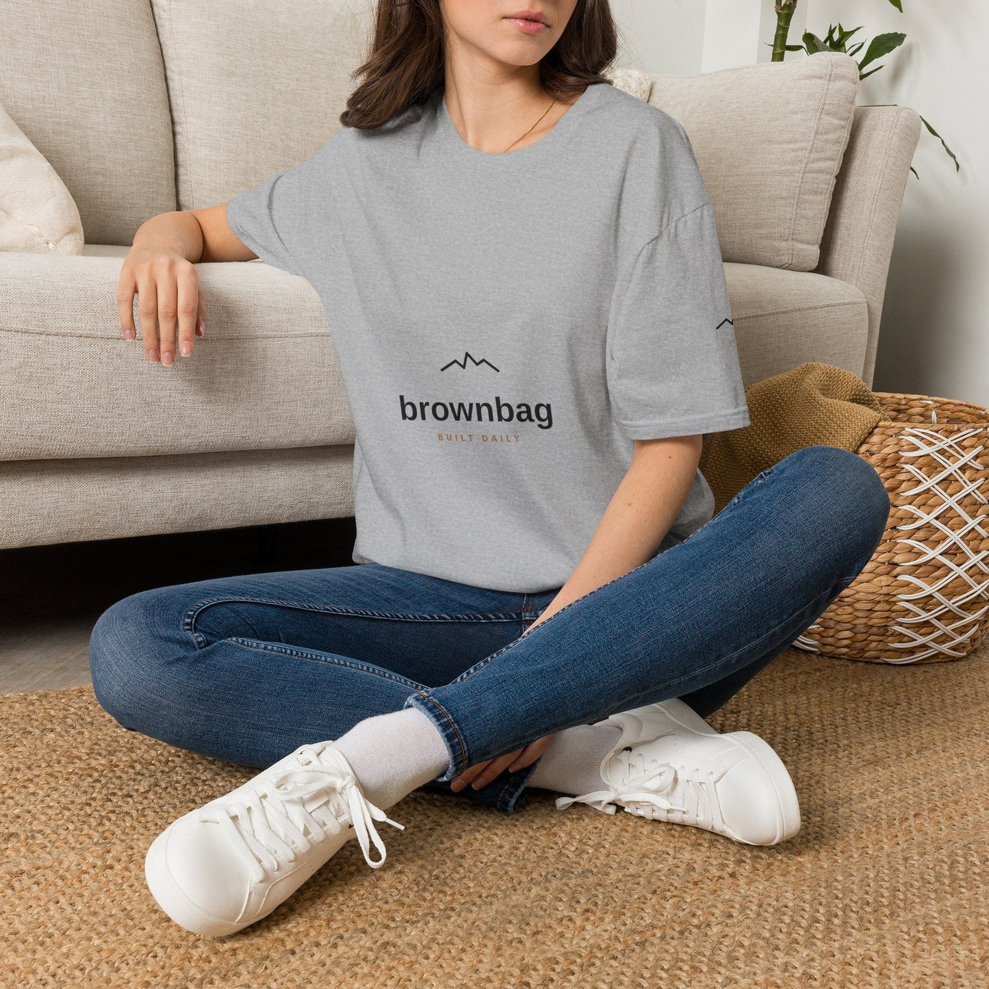 Minimal Mountain Logo T-Shirt — 'brownbag' Chest Graphic