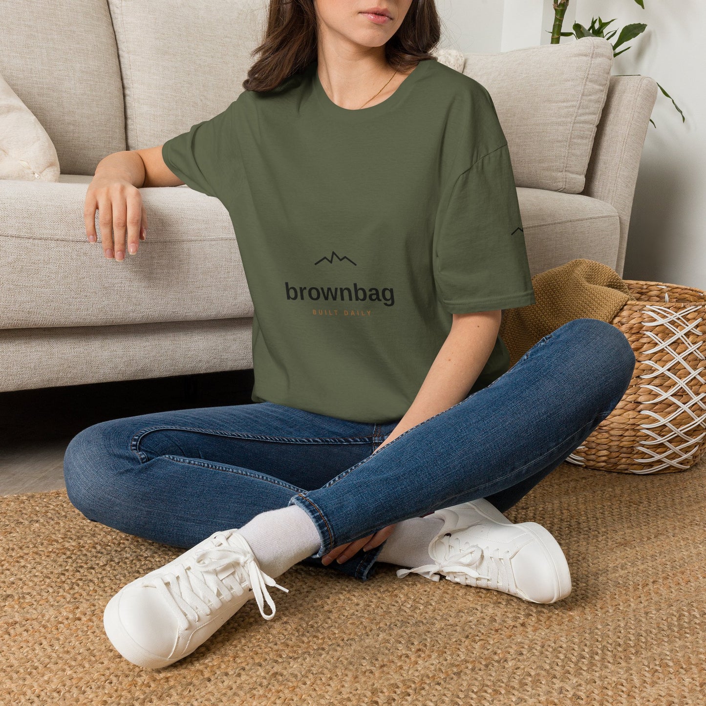 Minimal Mountain Logo T-Shirt — 'brownbag' Chest Graphic