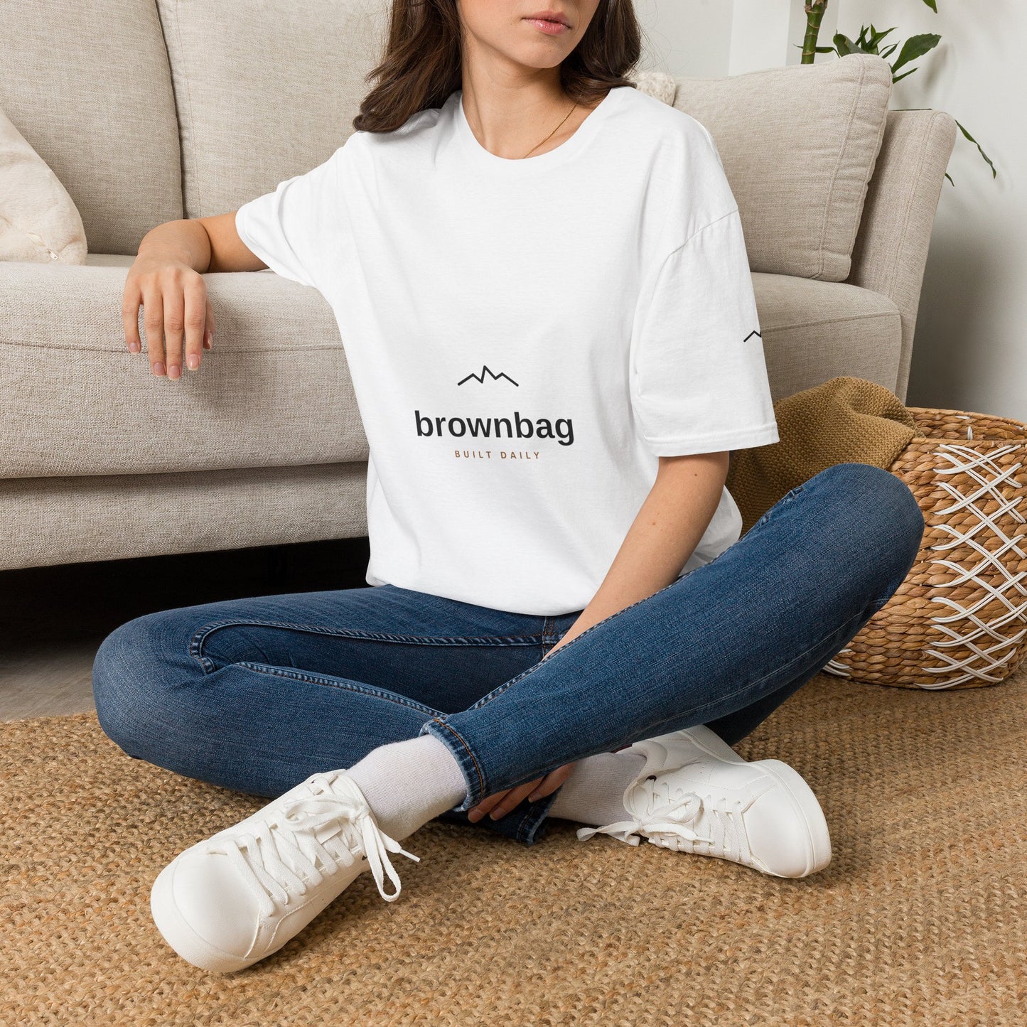 Minimal Mountain Logo T-Shirt — 'brownbag' Chest Graphic