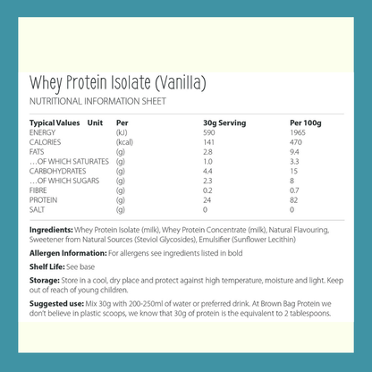 Whey Protein Isolate - Vanilla Flavour 1kg