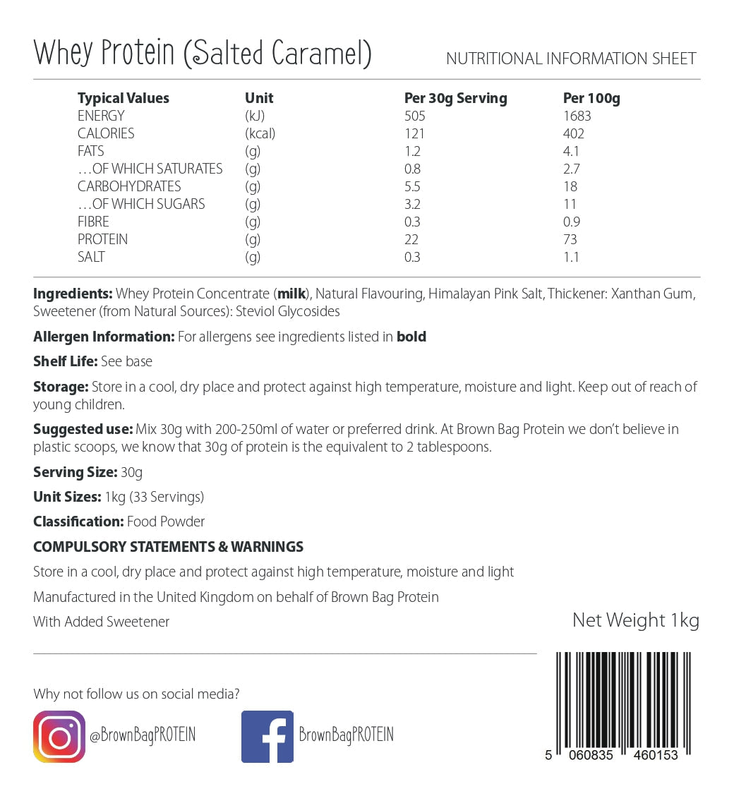 Whey Protein Concentrate – Salted Caramel 1kg